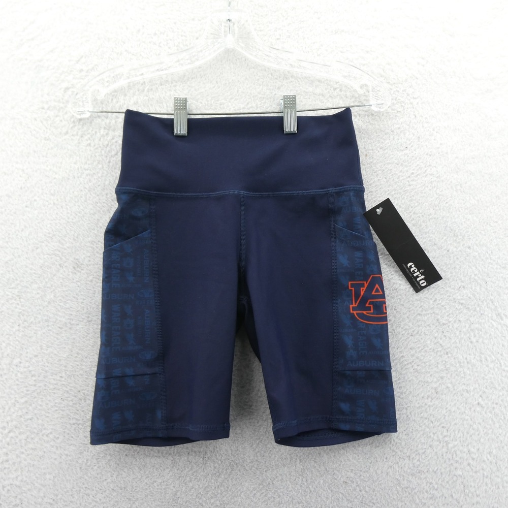 Certo Auburn Tigers Shorts Women Small Navy Blue Biker Pockets Polyester Spandex